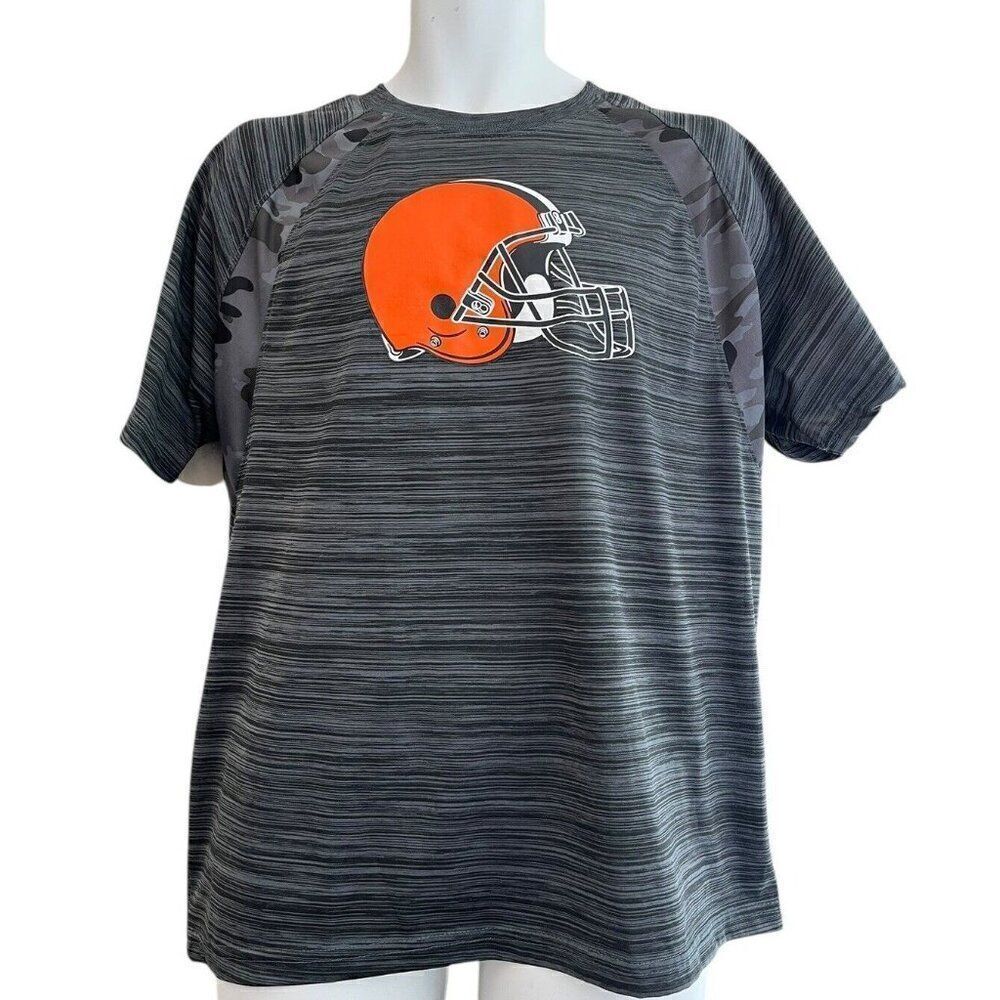 Cleveland Browns Mens Medium Jersey T Shirt Gray Camo NFL Football Helmet